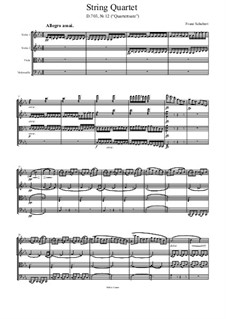 String Quartet No.12 in C Minor, D.703: partitura completa by Franz Schubert