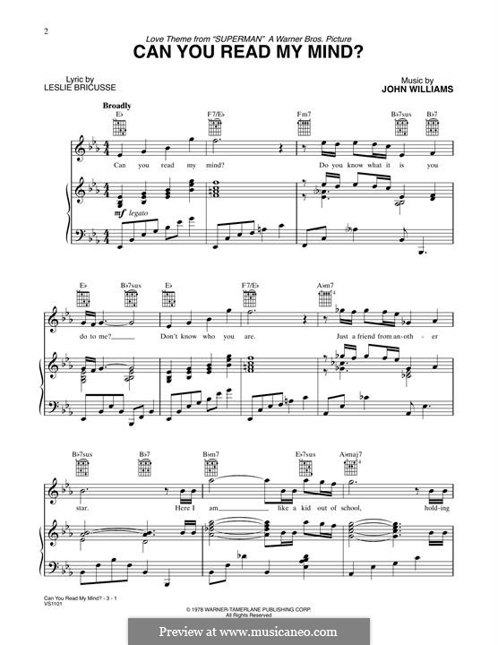 Can You Read My Mind? (Love Theme from Superman): Para vocais e piano (ou Guitarra) by John Williams