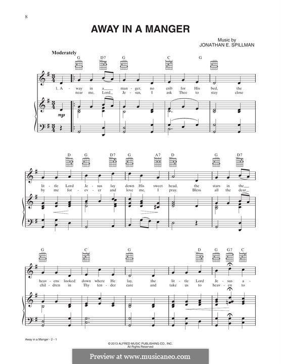 Away in a Manger: Para vocais e piano (ou Guitarra) by Jonathan Edwards Spilman