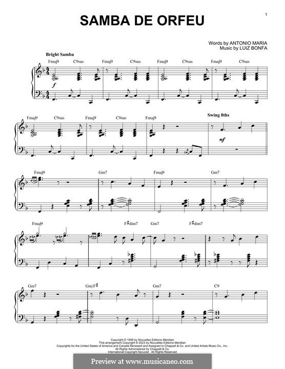 Samba De Orfeu: For piano (jazz version) by Vince Guaraldi
