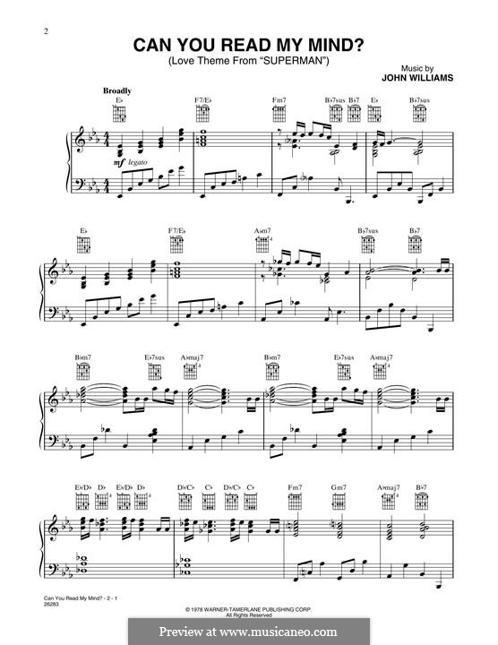 Can You Read My Mind? (Love Theme from Superman): Para Piano by John Williams