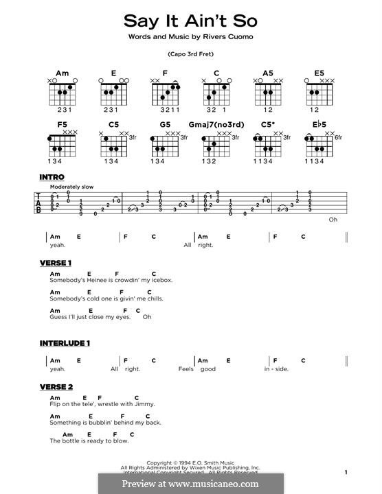 Say It Ain't So (Weezer) por R. Cuomo Partituras on músicaNeo