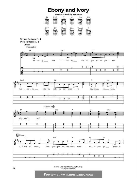 Ebony and Ivory: Para guitarra com guia by Paul McCartney