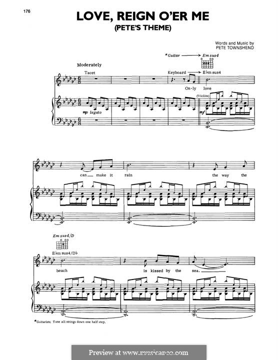 Love, Reign O'er Me (The Who): Para vocais e piano (ou Guitarra) by Peter Townshend
