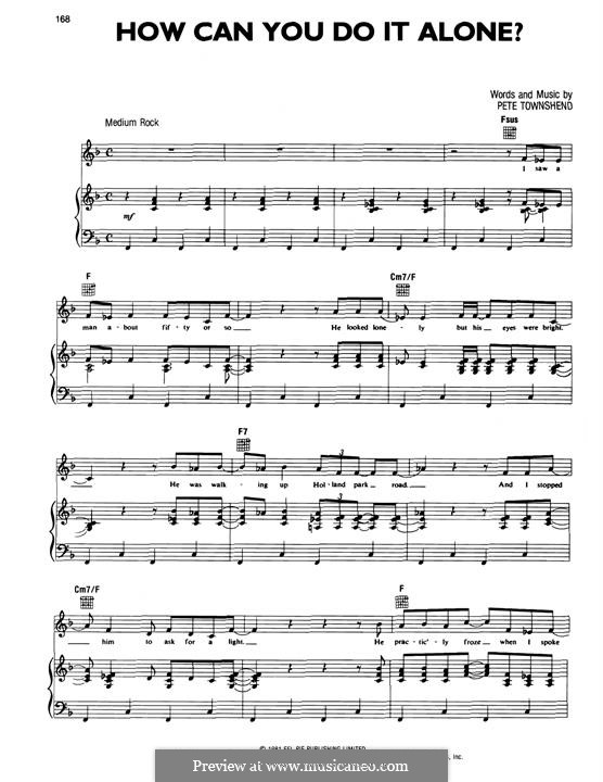 How Can You do it Alone (The Who): Para vocais e piano (ou Guitarra) by Peter Townshend