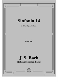 No.14 in B Flat Major, BWV 800: Para Piano by Johann Sebastian Bach