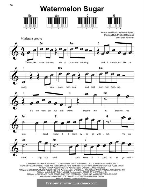 Watermelon Sugar (Harry Styles): Facil para o piano by Tom Hull, Tyler Sam Johnson, Mitch Rowland