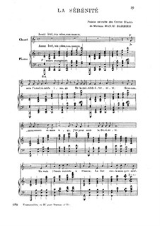 La sérénité: Partitura Piano-vocal by Camille Saint-Saëns
