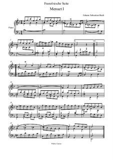 Suite No.1 in D Minor, BWV 812: Menuet I, for piano by Johann Sebastian Bach
