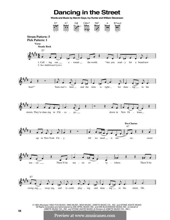 Dancing in the Street (Martha & The Vandellas): Para Guitarra by Ivory Joe Hunter, Marvin P. Gaye, William Stevenson