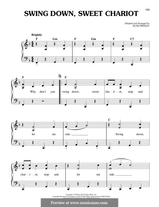 Swing Down, Sweet Chariot: Para Piano by Elvis Presley
