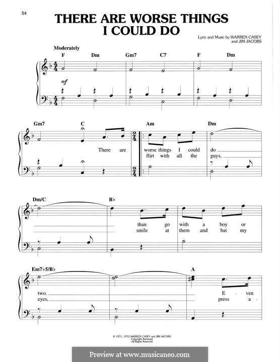 There Are Worse Things I Could Do (from Grease): Para Piano by Jim Jacobs, Warren Casey
