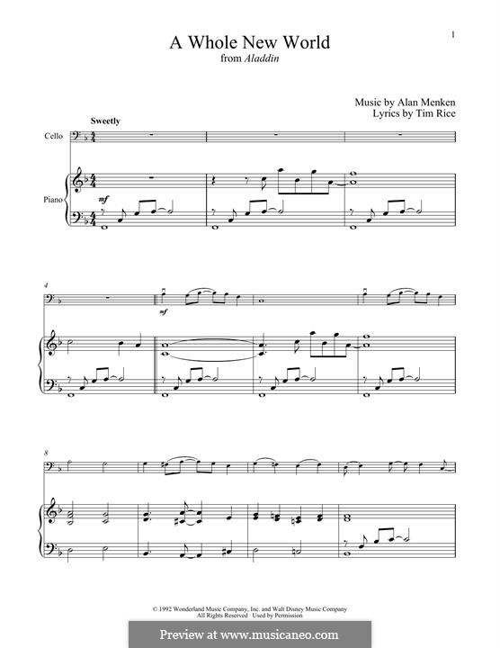 Instrument version: para Violoncelo e piano by Alan Menken