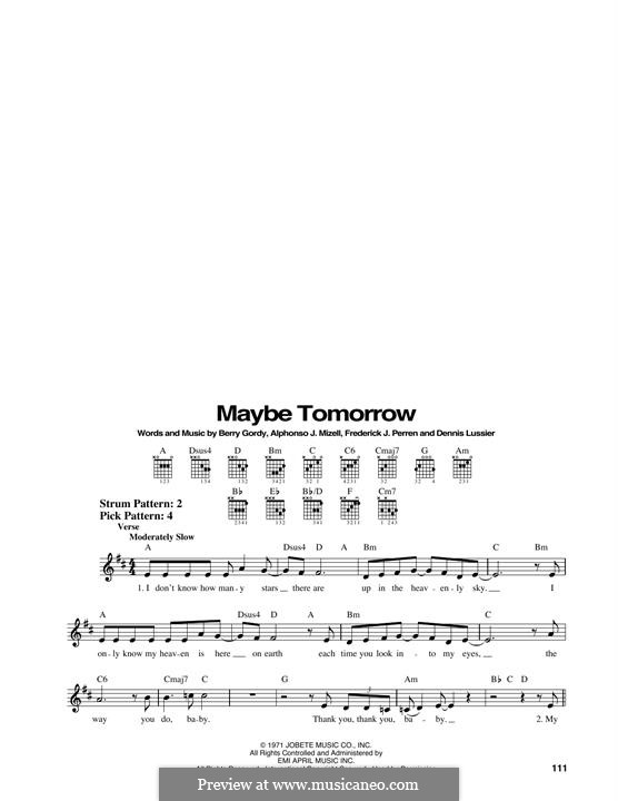 Maybe Tomorrow (The Jackson 5): Para Guitarra by Alphonso Mizell, Berry Gordy, Dennis Lussier, Freddie Perren
