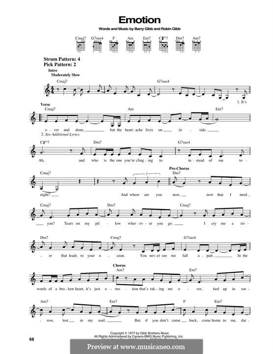 Emotion (Destiny's Child): Para Guitarra by Barry Gibb, Robin Gibb