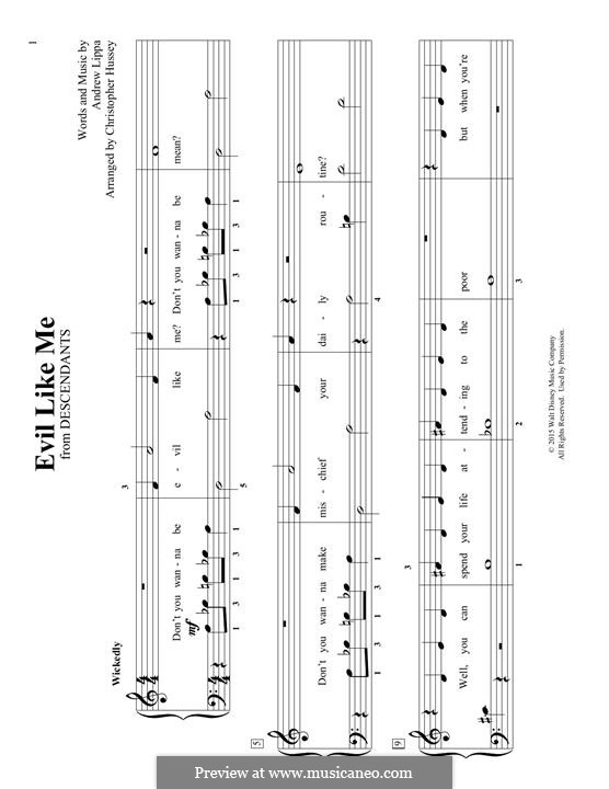 Evil Like Me: Para Piano by Andrew Lippa