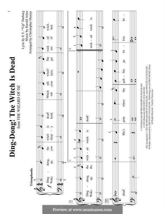 Ding-dong! The Witch Is Dead (from The Wizard of Oz): Para Piano by Harold Arlen