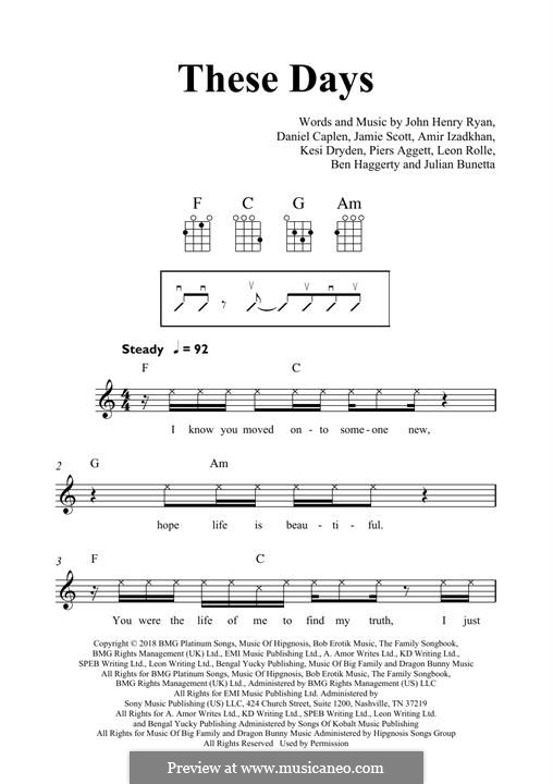 These Days (Take That): para ukulele by Gary Barlow, Howard Donald, Jamie Norton, Mark Owen, Benjamin Weaver