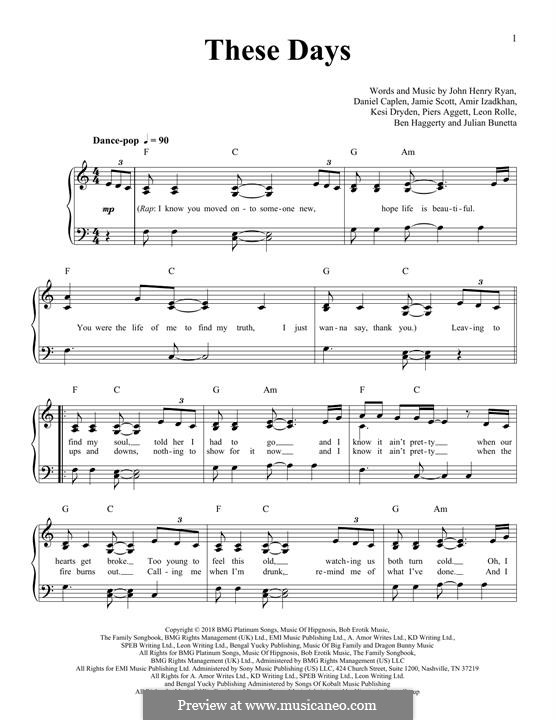 These Days (Take That): Para Piano by Gary Barlow, Howard Donald, Jamie Norton, Mark Owen, Benjamin Weaver