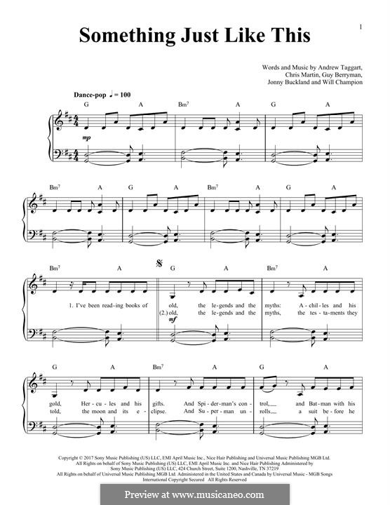 Something Just Like This (The Chainsmokers & Coldplay): Para Piano by Chris Martin, Guy Berryman, Jonny Buckland, Will Champion, Andrew Taggart