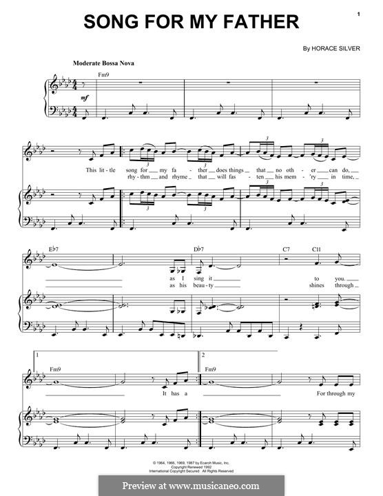 Song for My Father: Para vocais e piano (ou Guitarra) by Horace Silver