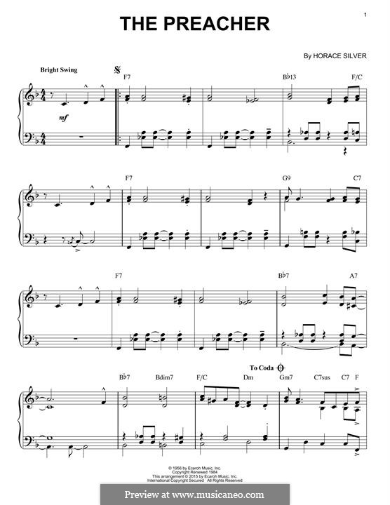 The Preacher: Para Piano by Horace Silver