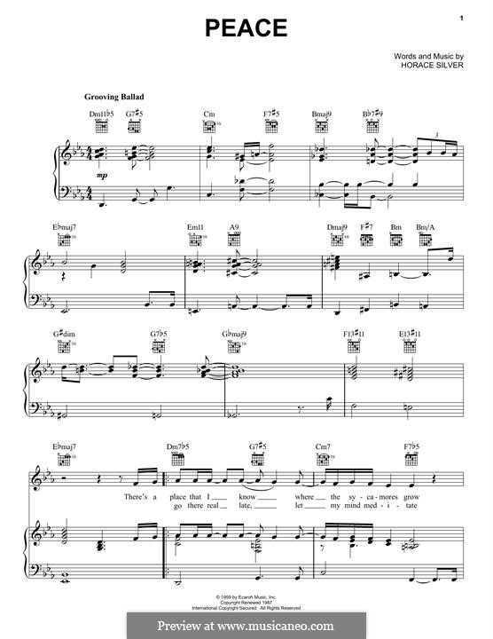 Peace: Para vocais e piano (ou Guitarra) by Horace Silver