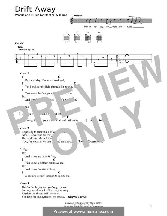 Drift Away (Dobie Gray): Lyrics and guitar chords by Mentor Williams