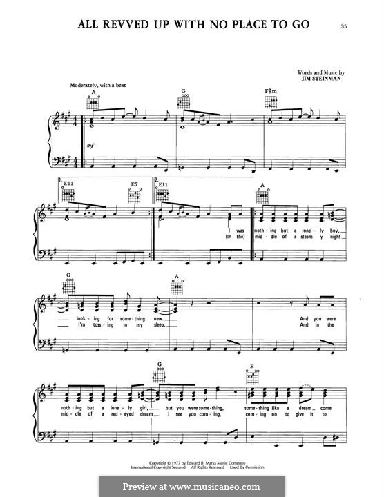 All Revved Up with No Place To Go (Meat Loaf): Para vocais e piano (ou Guitarra) by Jim Steinman