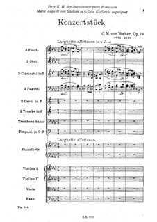 Concert Piece for Piano and Orchestra, J.282 Op.79: partitura completa by Carl Maria von Weber