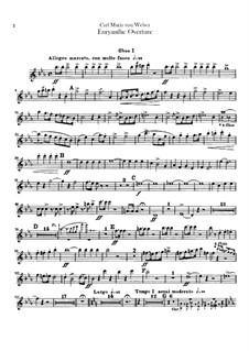 Overture: parte de oboes by Carl Maria von Weber