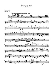 Overture: parte violinos by Carl Maria von Weber