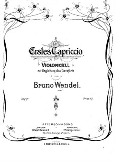 Capriccio No.1 for Cello and Piano, Op.8: partitura by Bruno Wendel