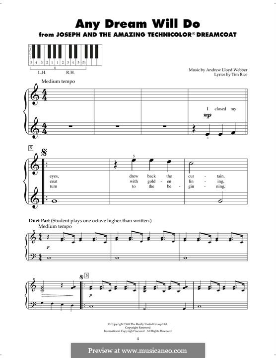 Any Dream Will Do: Para Piano by Andrew Lloyd Webber