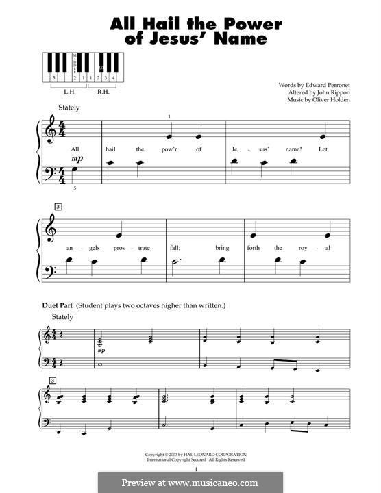 All Hail the Power of Jesus' Name: Para Piano by Oliver Holden