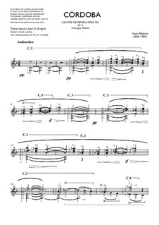 Chants d'Espagne, Op.232: No.4 Córdoba, for guitar by Isaac Albéniz