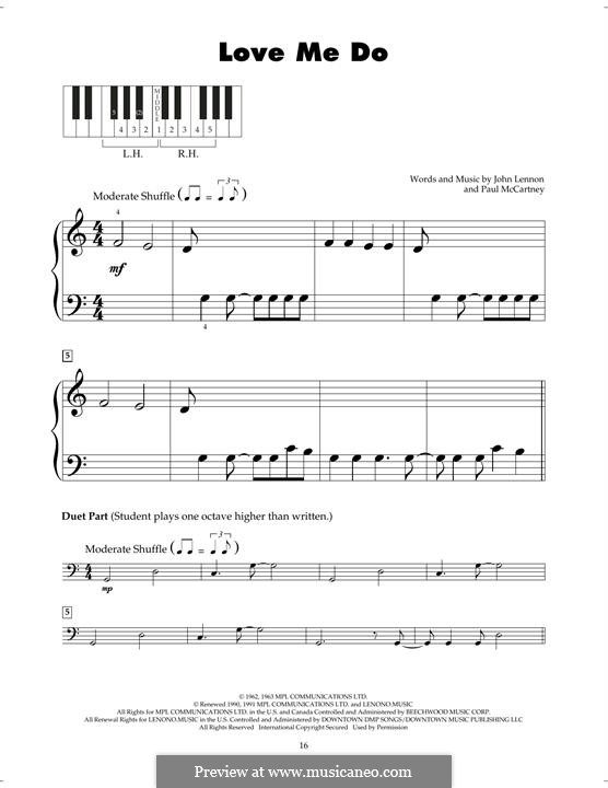 Love Me Do (The Beatles): Para Piano by John Lennon, Paul McCartney