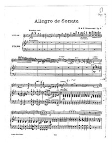 Allegro de sonate for Violin and Piano, Op.2: partitura by Henryk Wieniawski, Józef Wieniawski