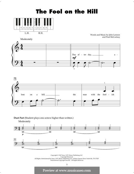 The Fool on the Hill (The Beatles): Para Piano by John Lennon, Paul McCartney