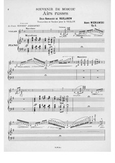 Souvenir de Moscou for Violin and Piano, Op.6: Score by Henryk Wieniawski
