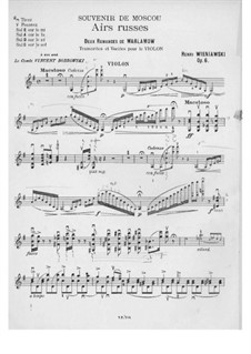 Souvenir de Moscou for Violin and Piano, Op.6: Parte de solo by Henryk Wieniawski