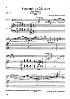 Souvenir de Moscou for Violin and Piano, Op.6: Score (Edited by August Wilhelmj) by Henryk Wieniawski