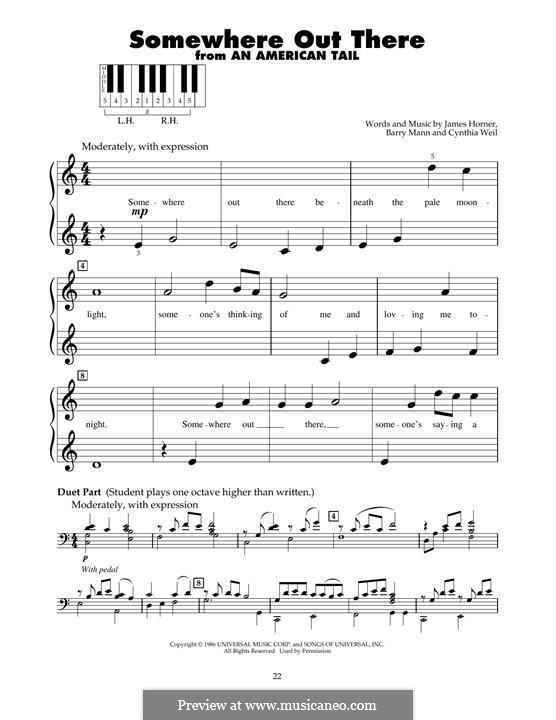 Somewhere Out There (from An American Tail): Para Piano by Barry Mann, Cynthia Weil, James Horner