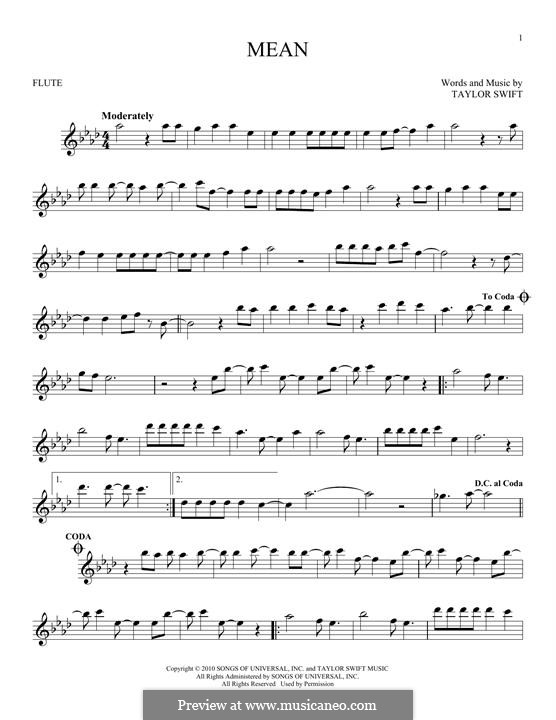 Mean: para flauta by Taylor Swift