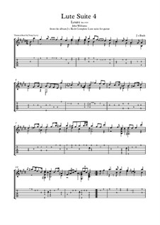 Suite for Lute in E Major, BWV 1006a: Loure, for guitar by Johann Sebastian Bach