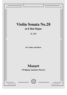 Sonata for Violin and Piano No.28 in E Flat Major, K.380: partitura, parte solo by Wolfgang Amadeus Mozart