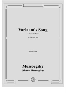 Varlaam's Song 'Once in the Town of Kazan': E flat minor by Modest Mussorgsky
