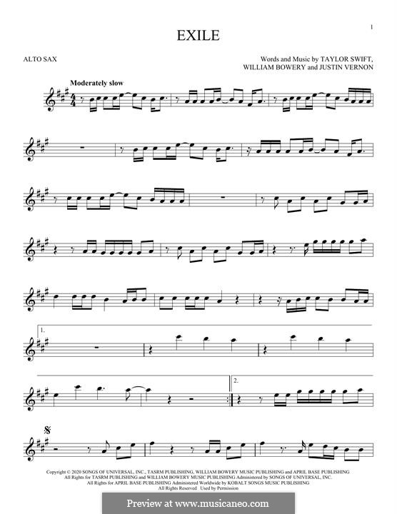 Exile (feat. Bon Iver): para Saxofone Alto by Justin Vernon, Taylor Swift, William Bowery