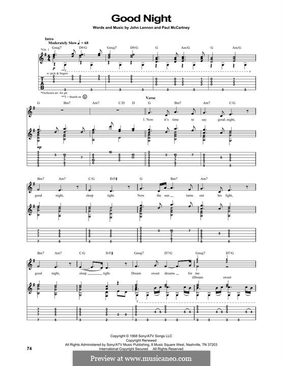 Good Night (The Beatles): Para Guitarra by John Lennon, Paul McCartney