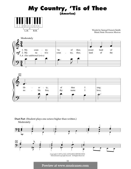 My Country, 'Tis Of Thee (America): Para Piano by folklore